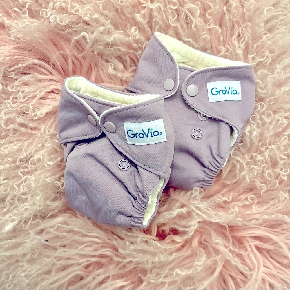 ♥️ 2-pack Grovia Newborn AIO Cloth Diapers in Haze